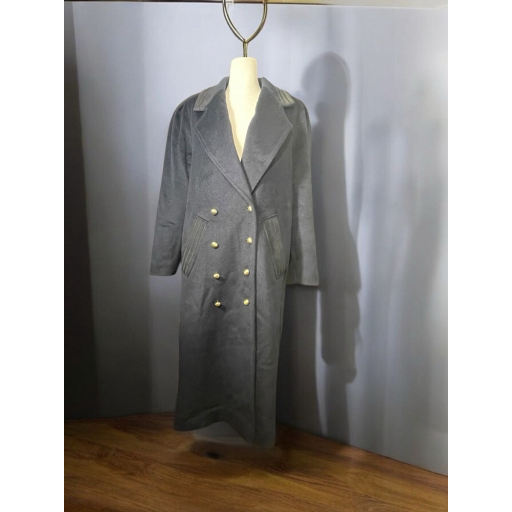 Size 8/10 ? Navy Blue Wool DonnyBrook vintage wool double breasted trench coat